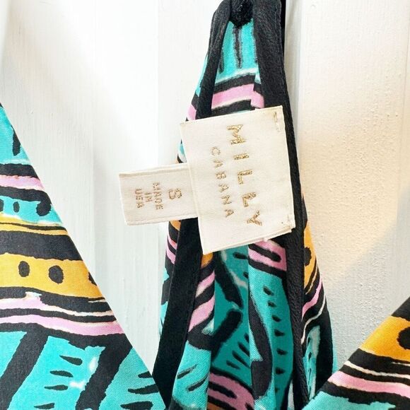 Milly Cabana Women’s Mini Dress Size S Multi Swimsuit Cover Up V-Neck Silk $230 - Picture 4 of 6